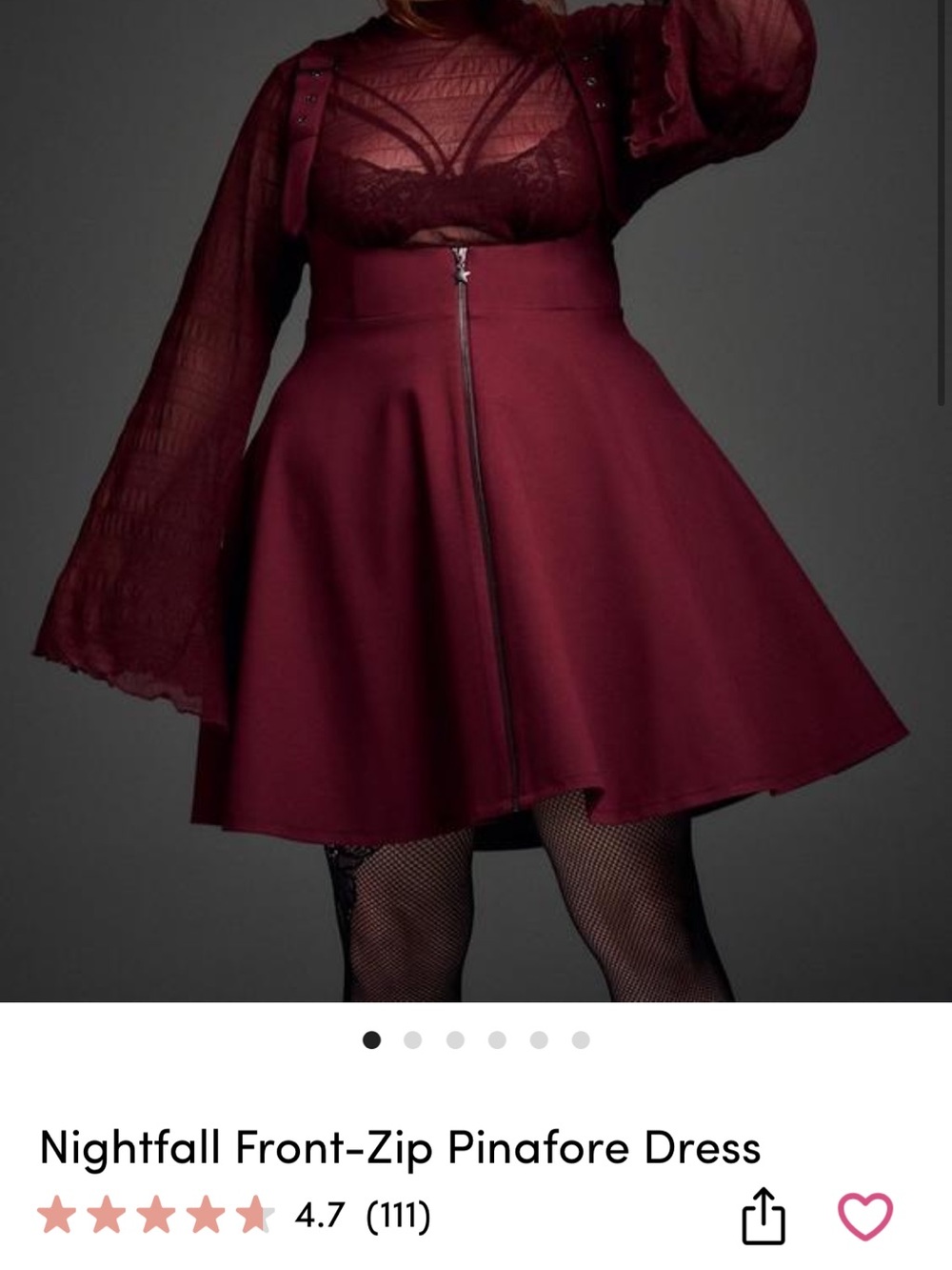 torrid nightfall Burgundy Star-Zip Skater pinafore Dress - Picture 6 of 10
